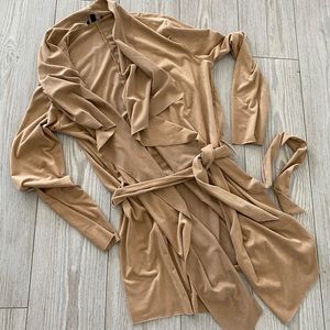 Cream Suede Trench Coat